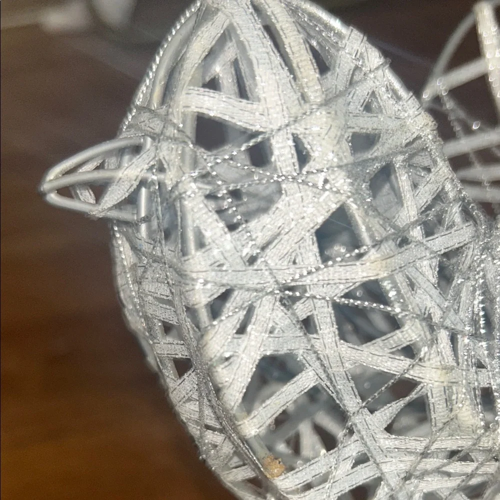 Sparkling Silver Vintage Bird Ornament Home Decor